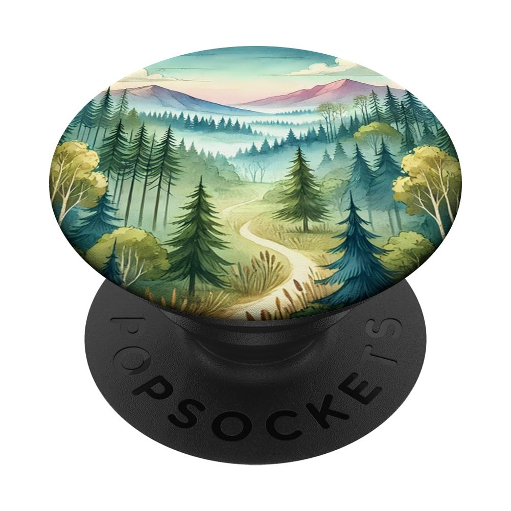 Mountains Forest Nature Hiking Trail Valley Wilderness Hiking Pastel PopSockets Swappable PopGrip