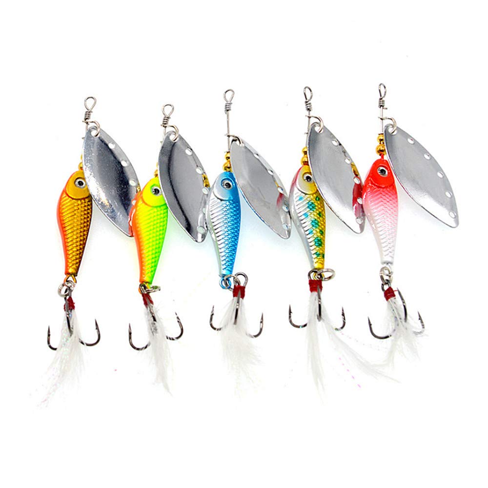 5 Pcs Fishing Lures Spinners Set Hard Plastic Body Artificial Minnow Baits for Trout Bass Pike Perch Lures