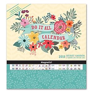 Orange Circle Studio 17-Month 2018 Do It All Magnetic Wall Calendar, Secret Garden