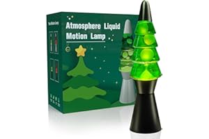 AONESY Liquid Motion Lamp Tree Mood Lighting Night Light Green Water & White Wax 13.5 Inch Relaxing Motion Lamp with Bulb for Kids & Adults Small Novelty Table Lamp for Christmas Decorations Indoor, Black