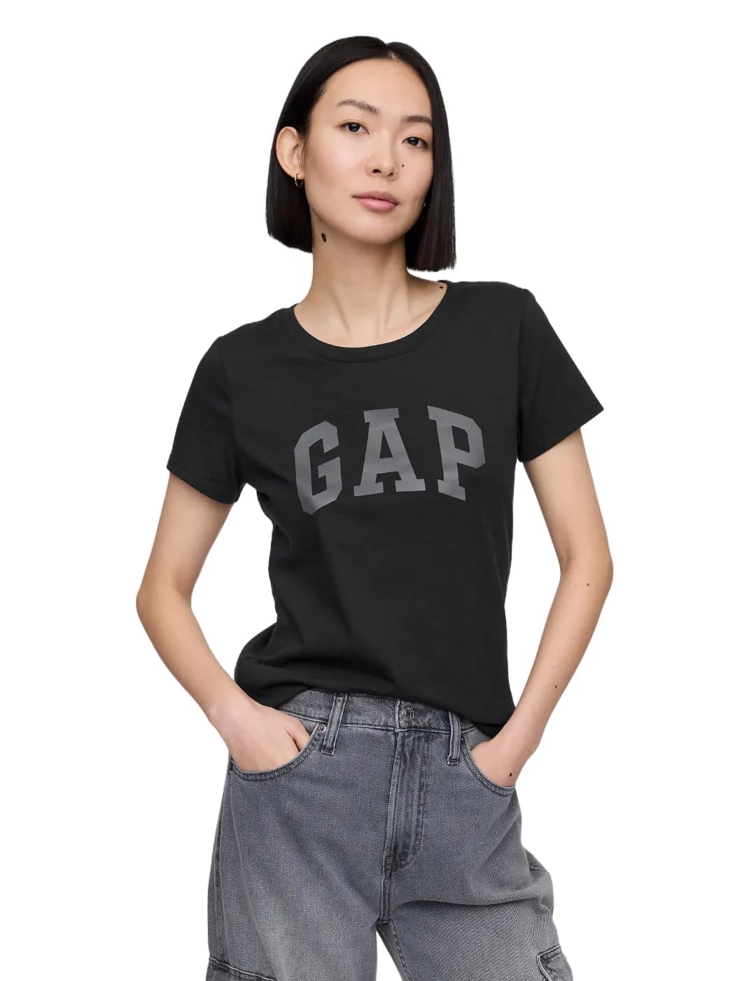 GAP Womens 2-Pack Classic Logo Tee T-Shirt True Black V2 XS Image