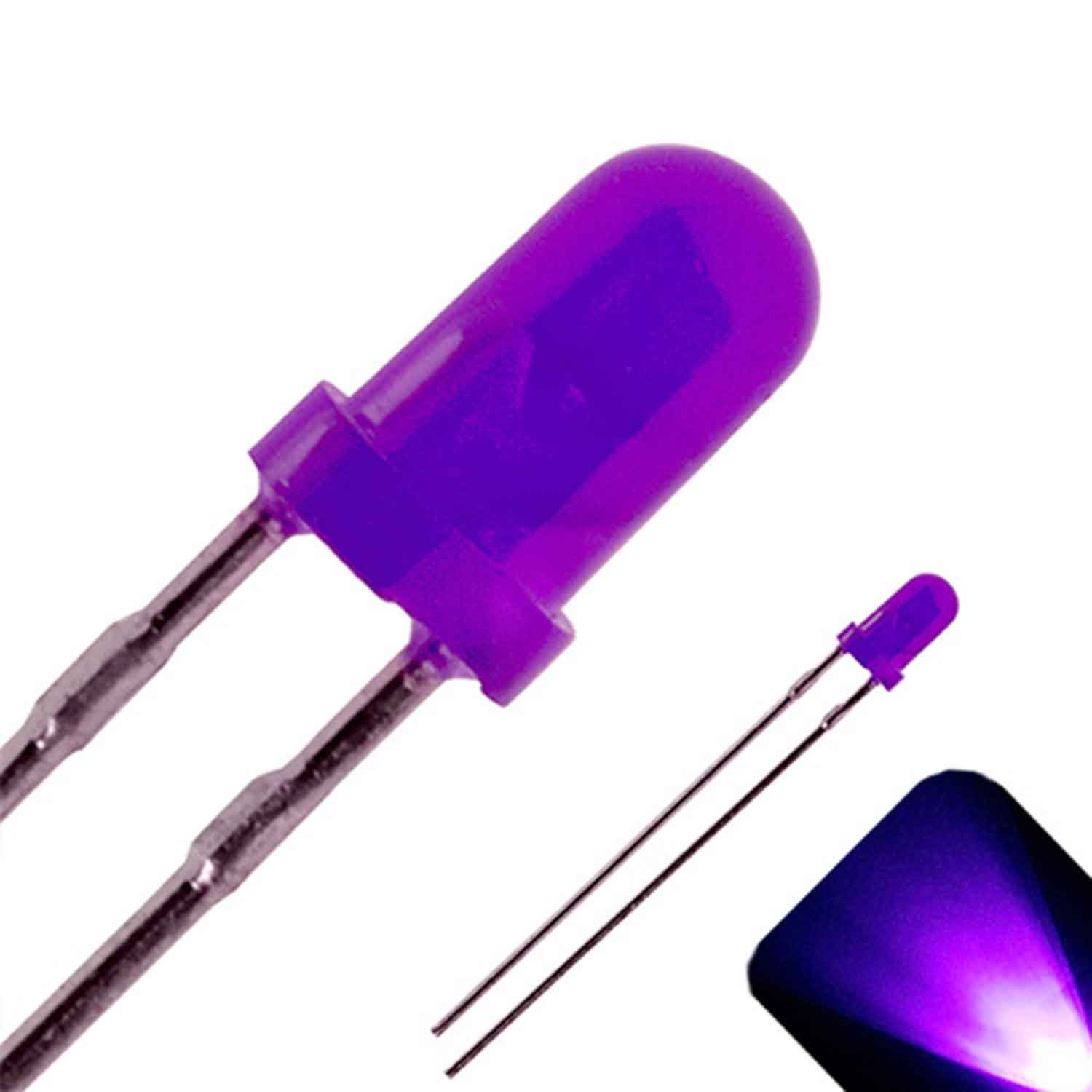 3mm Round Top Diffused UV/Purple LED Ultra Bright (Pack of 20