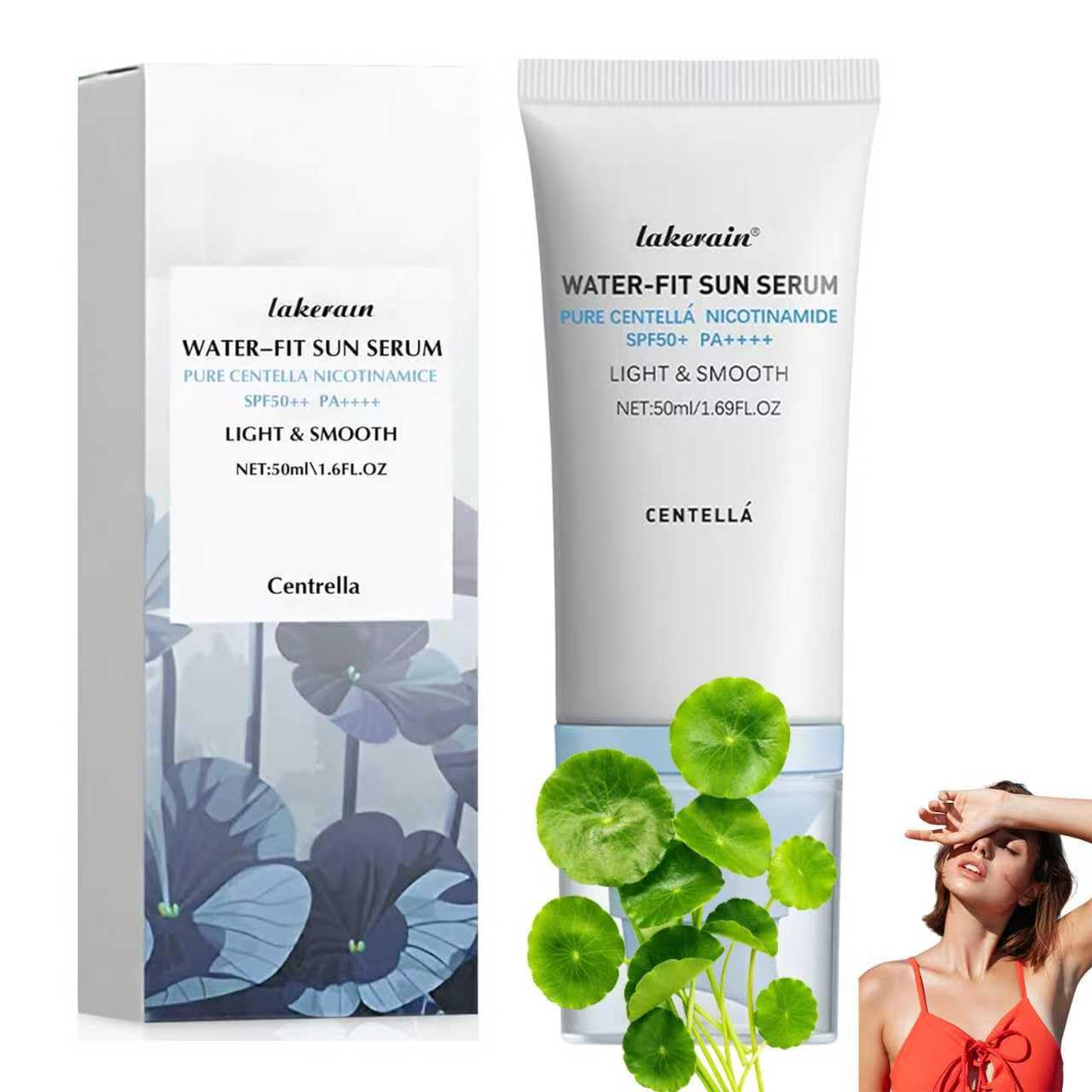 Madagascar Centella Sunscreen, Fit Sun Serum-Cica Wather, Lightweight Spf 50+ Pa++++, Hydrating & Soothing Korean Sunscreen-50ml (Blue*50ml)