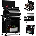 DUSACOM 8-Drawer High Capacity Rolling Tool Chest, Removable Cabinet Storage Tool Box with Wheels and Drawers, Detachable Toolbox with Lock for Workshop Mechanics Garage (Black)