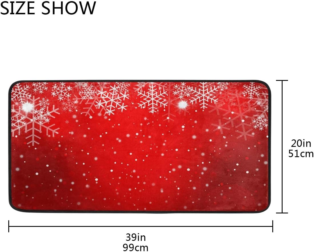 Red Christmas Style Anti Fatigue Kitchen Mat, Blueangle Decoration Mats, Waterproof Non Slip for Indoor Outdoor Home Office Use, 20" x 39": Kitchen & Dining