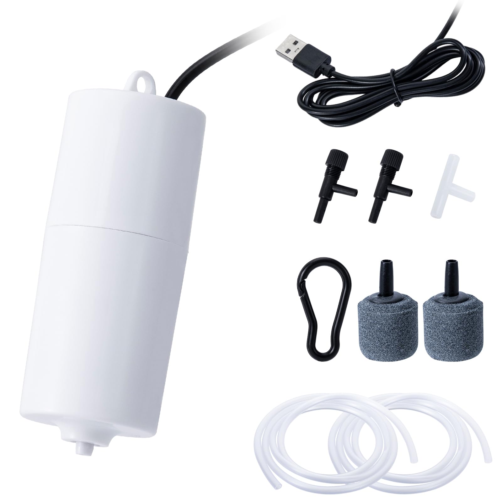 Photo 1 of Gamdee USB Aquarium Air Pump Dual Outlet, Ultra Silent Fish Tank Air Pump Mini Aquarium Bubbler Portable Fish Tank Aerator with Air Stone & Double Silicone Tubes 2W, White