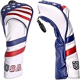 GOOACTION USA Golf Club 3 5 Fairway Wood Headcover American Stars and Stripes Flag Synthetic Leather Patriotic Head Covers Protector