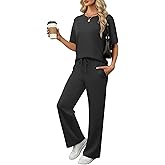 ANRABESS Women's Lounge Sets 2 Piece Outfits 2026 Summer Casual Short Sleeve Sweatsuits Matching Tracksuits Wide Leg Pant Set