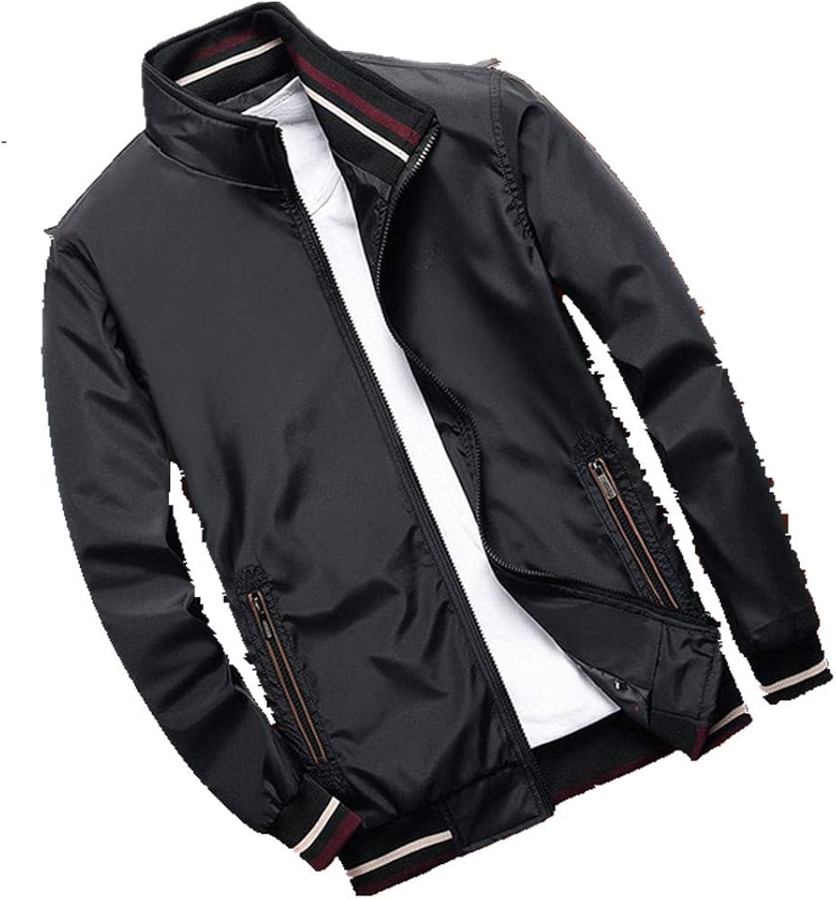 Spring Men Jacket Coats Casual Solid Color Jackets Stand Collar Men