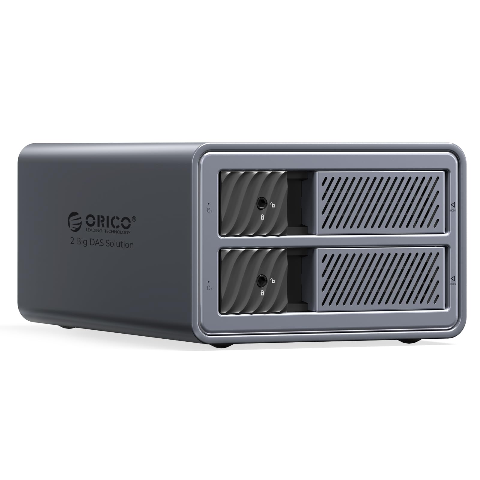 Photo 1 of ORICO RAID Hard Drive Enclosure 2 Bay USB 3.0 for 2.5/3.5 inch SSDs HDDs Up to 44TB Support 0/1/JBOD/CLEAR Raid Modes Tray-Less Locking Expansion Backup(Aluminum Alloy)-9828RU3