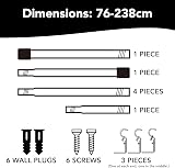 Deconovo 25mm Extendable Curtain Poles 76-238cm Black with Cap Finials view 5