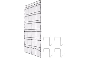 Over The Door Organizer, with 24 Pockets Behind Door Storage Organizers with 4 Hooks Hanging Shoe Rack Storage Accessories fo