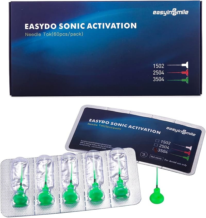 SNAWOP Easydo Sonic Activator Needle Tips #3504 Green 60PC Soft Bendable