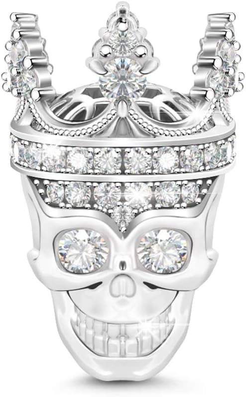 GNOCEHeart Skull Charm Beads 925 Sterling Silver Love You Till Death Charms Fit for Bracelets & Necklaces Jewelry Gift for Women Mens