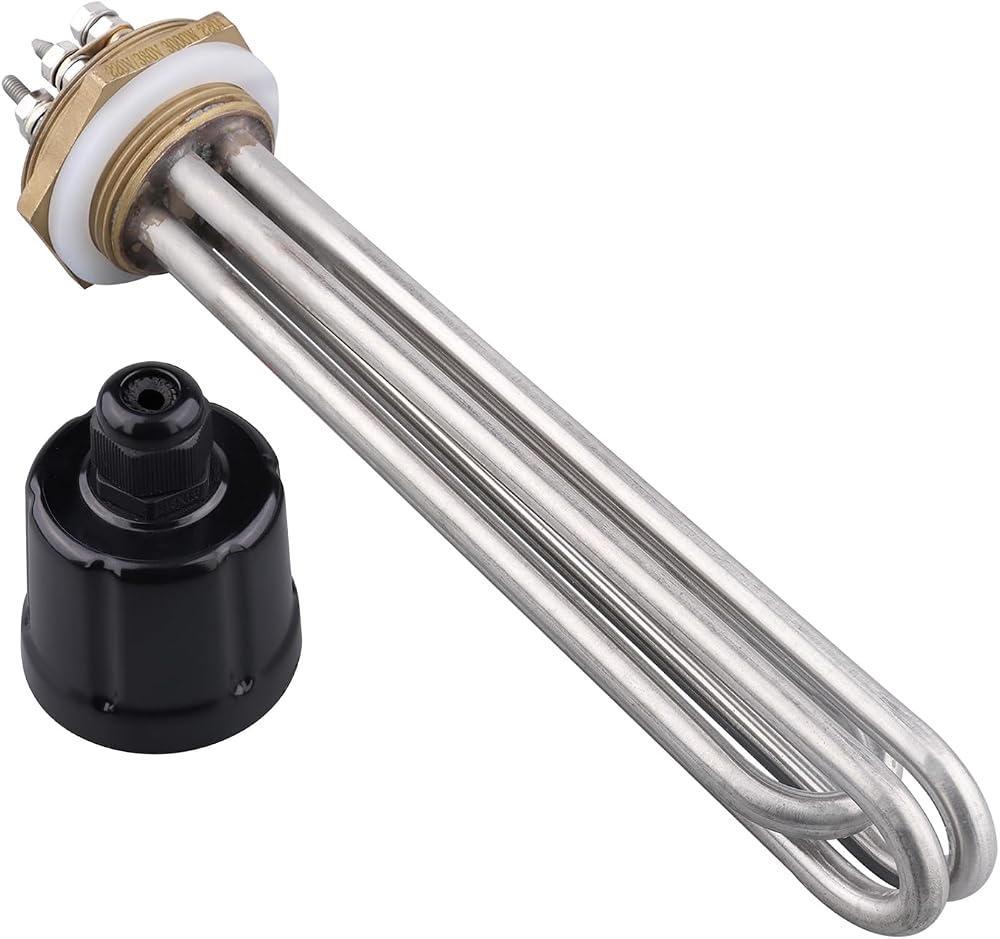 DERNORD 220V 3000W 1-1/4 Inch 3U Heating Element Copper Flange Water Tank