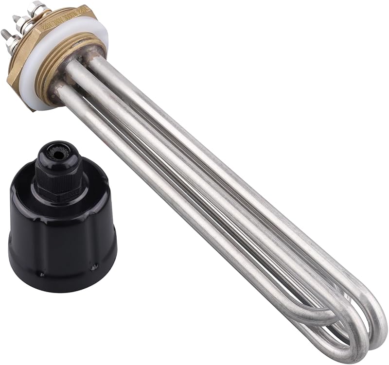 DERNORD 220V 3000W 1-1/4 Inch 3U Heating Element Copper Flange Water Tank