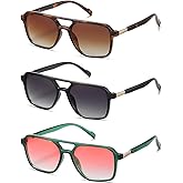 DUSHINE Retro Rectangular Aviator Sunglasses for Women Trendy Shades Sun Glasses UV400 Protection