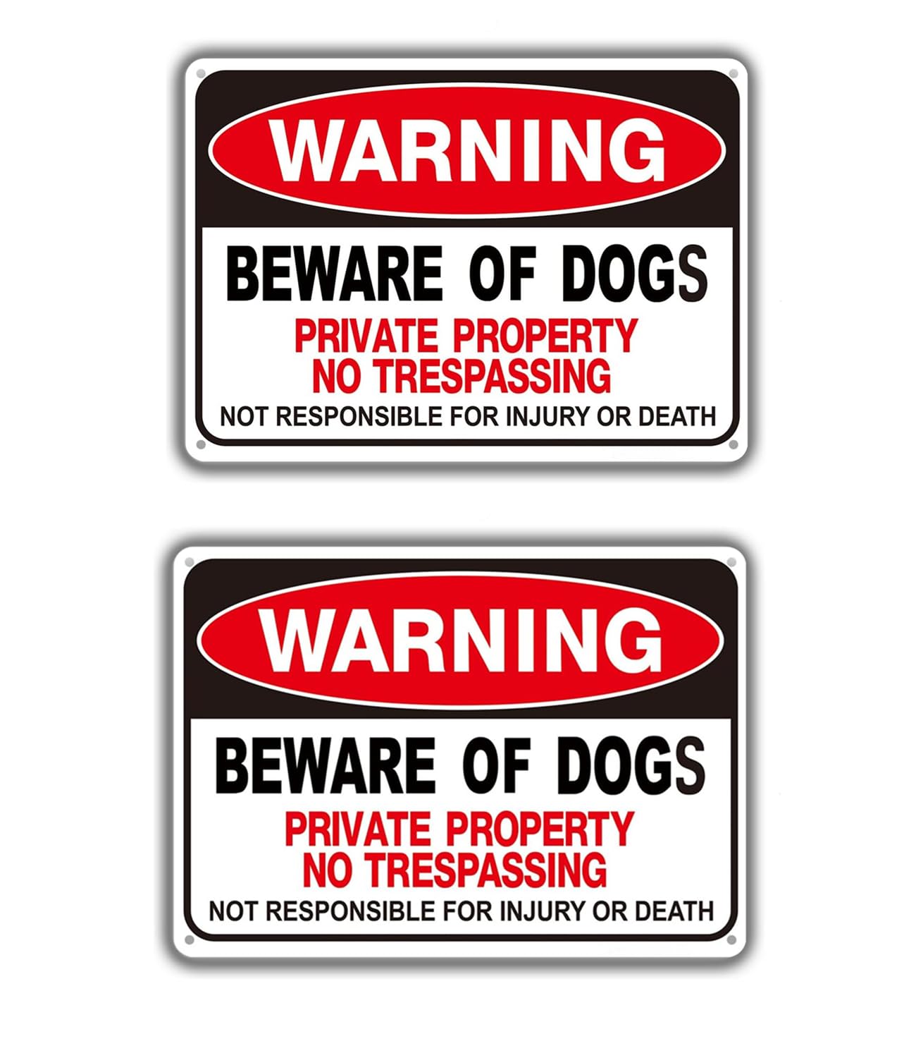 Beware of Dog Signs for Fence, No Trespassing Signs Private Property, Rust Free Metal, UV Protected, Fade Resistant, Reflective, Weatherproof Warning Dog Sign for Gate, Fence Door and Outdoor (2 Pack)