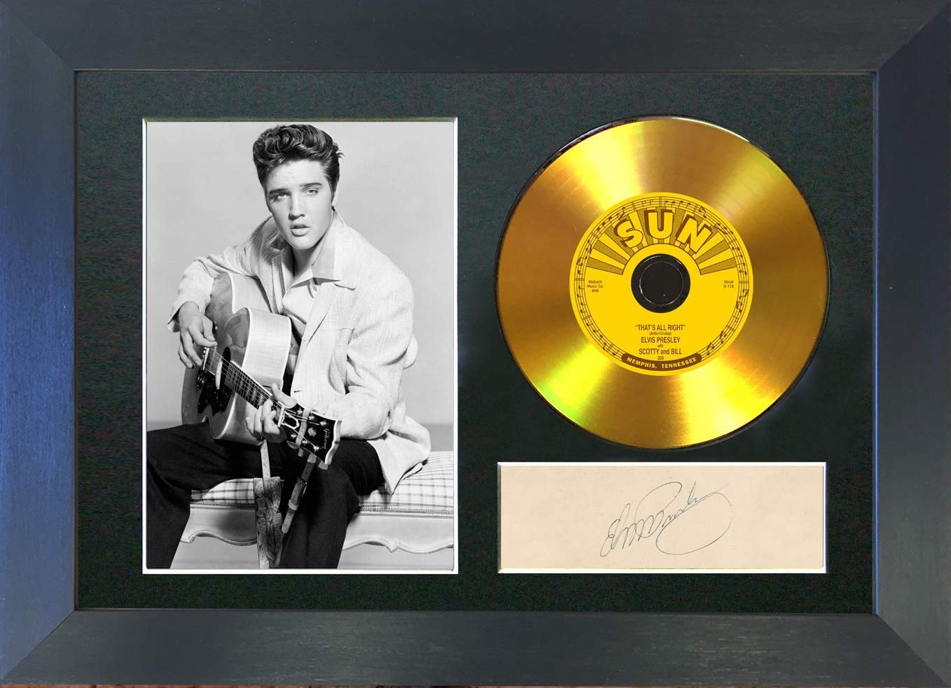 Elvis Presley #131 GOLD DISC Thats All Right Signed Autograph Mounted Reproduction A4 Print (Black Frame)