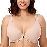 CALVENA Women's Racerback Front Closure Bra Plus Size Full Coverage Underwire Bras