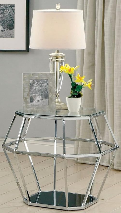 Chrome Finish Contemporary Style End Table Home & Kitchen