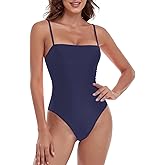 Colloyes Women's One Piece Bathing Suit with Adjustable Straps Bandeau One Piece Swimsuit