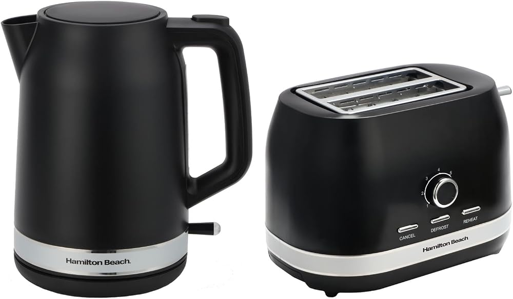 Hamilton Beach Ella Set Kettle 1.7L and 2-Slice Toaster Black HBELLAMB