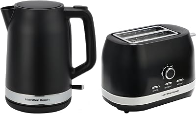 Hamilton Beach Ella Set Kettle 1.7L and 2-Slice Toaster Black HBELLAMB