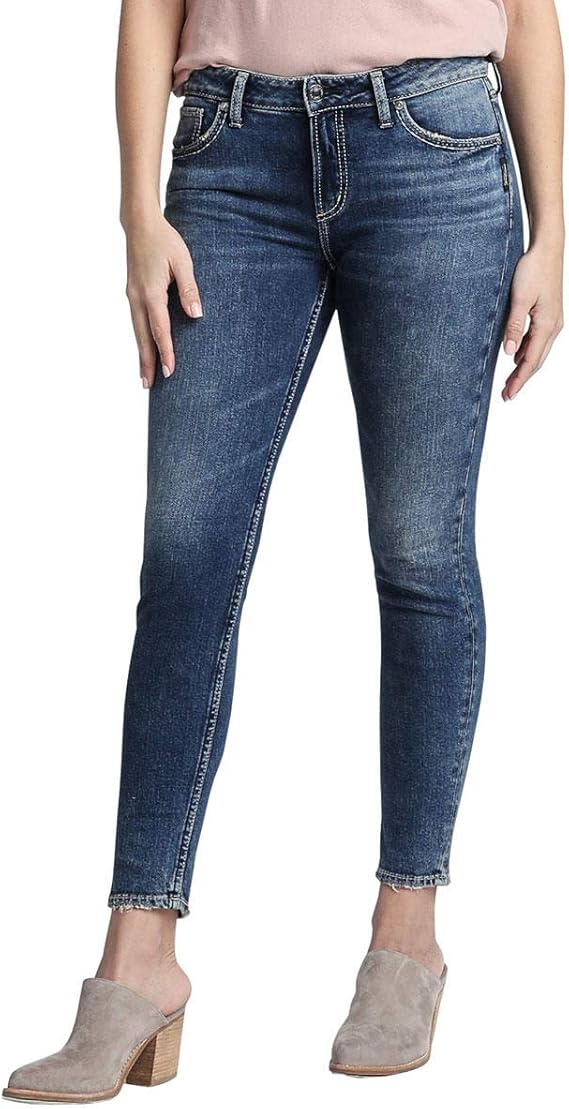 high rise silver jeans
