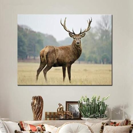 Amazon 絵画 油絵 1ピースプレーリーアントラー鹿動物トナカイウォールアートキャンバスhdプリントリビングルームの装飾 Size 1 With Frame ウォールステッカー オンライン通販