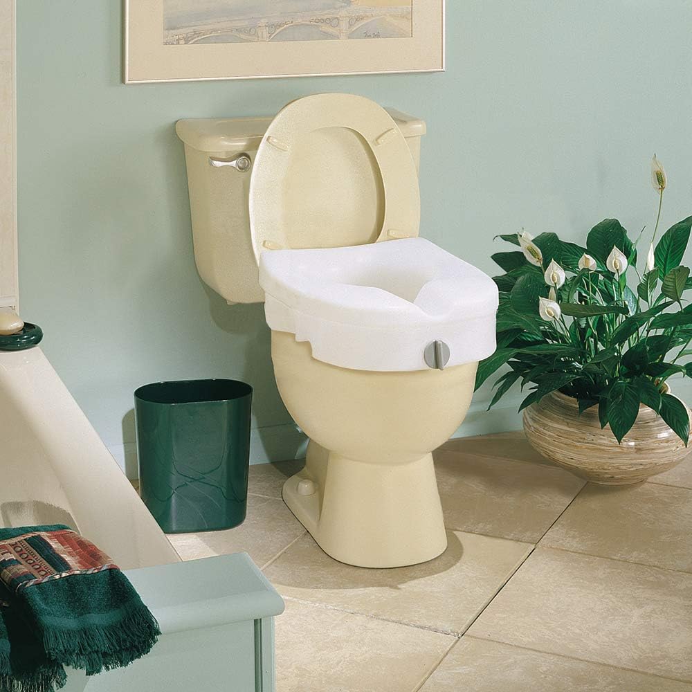 Carex E-Z Lock Raised Toilet Seat, Adds 5 Inches to Toilet Height, Elderly and Handicap Toilet Seat Riser, Round Or Elongated Toilets: Health & Personal Care