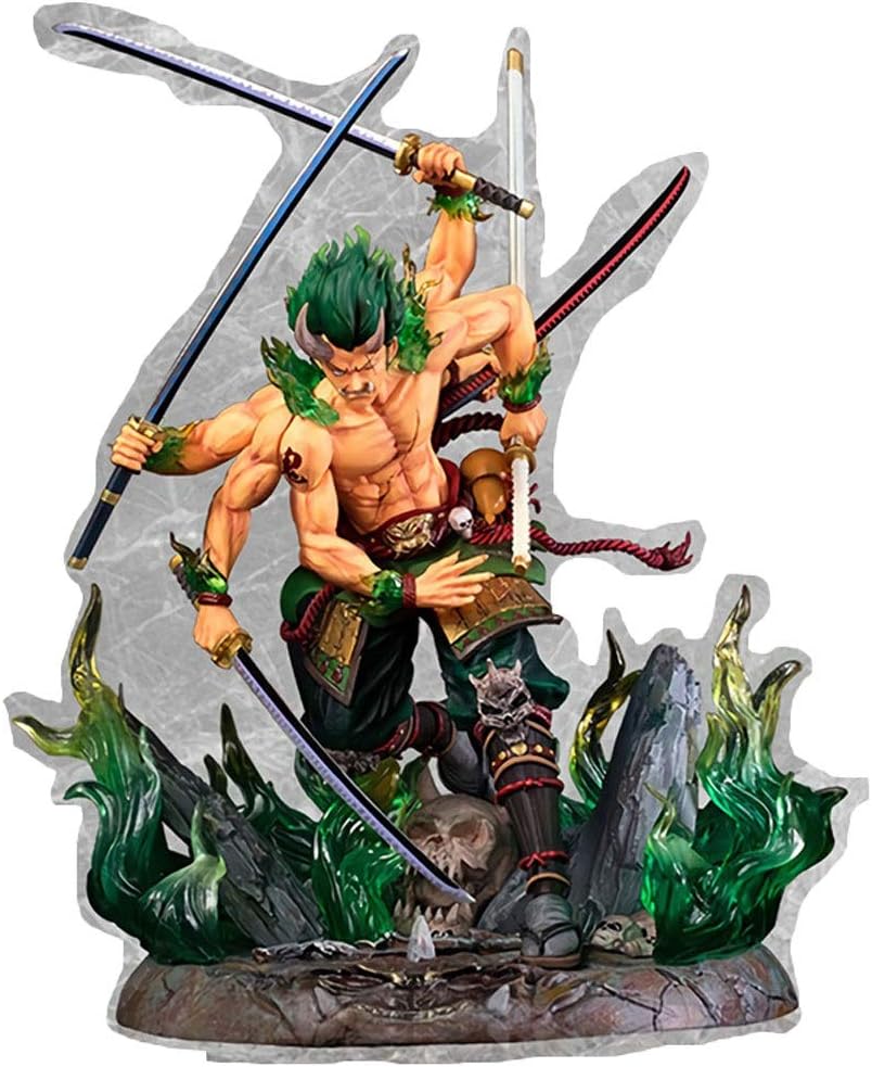 WDXFD Animation Figure One Piece Roronoa Zoro Green Hair Figure Figures Statue 30CM