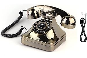 TIKATARER Antique Bronze Telephone, Noise Reduction Old Fashioned Vintage Landline Phone for Desktop Caller Home Office Retro
