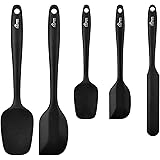 Hotec 5 pieces Food Grade Silicone Spatulas Set Kitchen Utensils for Baking, Cooking, and Mixing High Heat Resistant Rubber N