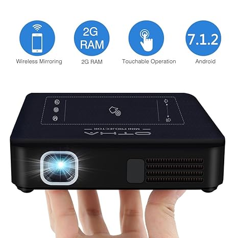 Beamer OTHA Mini Beamer, Mini Projektor Tragbarer 200ANSI Lumens, DLP Beamer 2GB RAM Heimkino, Android Projector Unterstützt 