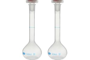Laboratory Volumetric Flask, Clear Plastic Measuring Flasks with Stopper, 50, 100, 250, 500 and 1000 ml Sizes, Chemistry Lab 