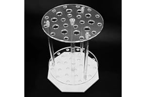 28-Holes Pipette Rack, Pipette Support Stand Transparent Round Disc Test Tube Stand Holder Laboratory Equipment