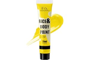 PASNOWFU Yellow Face Body Paint -Water-Based Non-Toxic Body Painting for Cartoon Character Halloween SFX Cosplay, Full Coverage Washable Paint for Costume Party Theater Stage Performance
