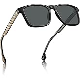 AVAWAY Polarized Sunglasses Men UV 400 Protection Rectangle Frame Sculpted Filigreed Corewire Arm Category 3 Sun Shades