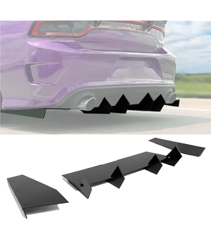 Dodge Charger RT SRT Rear Diffuser With Shark Fin Style For 2015-2023 Bumper Spoiler
