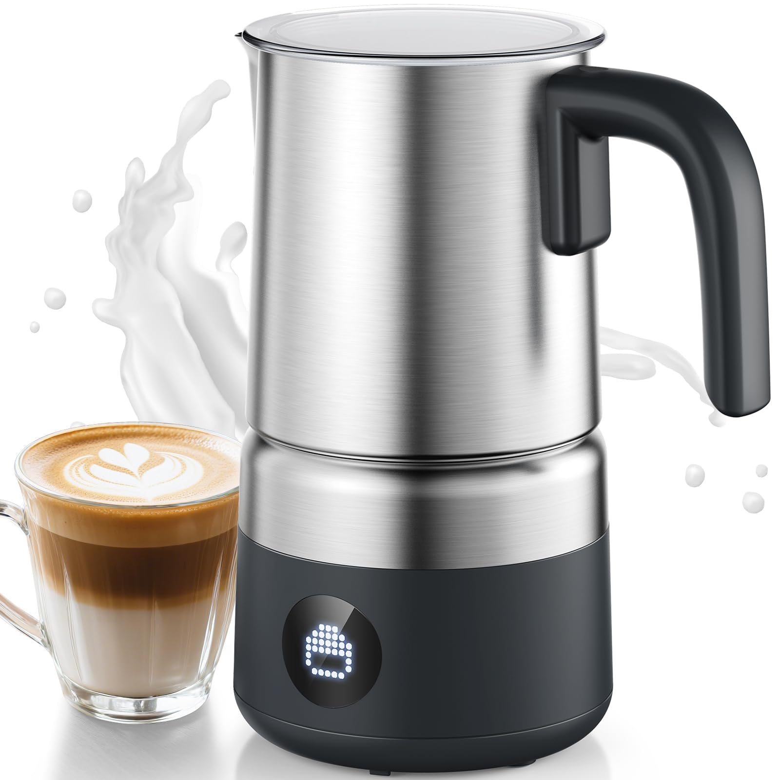 Photo 1 of AMZCHEF 8-IN-1 Milk Frother and Steamer 600W w/Smart Touch Control, Detachable Frother for Coffee, Automatic Warm and Cold Foam Maker, Hot Chocolate Maker, Dishwasher Safe