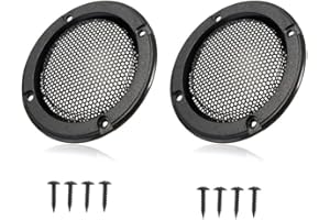Flushbay 2PCS 4 Inch Car Speaker Grill Cover Guard Protector Speaker Decorative Circle with Black Metal Mesh Speaker Decorative Circle 8 Screws Included Audio Accessories (4 inch)