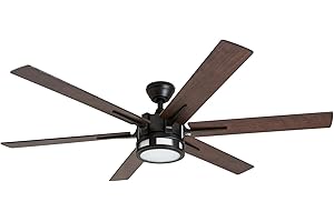 Honeywell Ceiling Fans Kaliza, 56 Inch Indoor Modern LED Ceiling Fan with Light and Remote Control, Dual Mounting Options, 6 Blades with Dual Finish, Reversible Motor - 51036-01 - (Bronze)