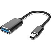 HIEbee Mini USB OTG Cable for Digital Cameras - USB A Female to Mini USB B 5-pin Male Adapter Braided Cable