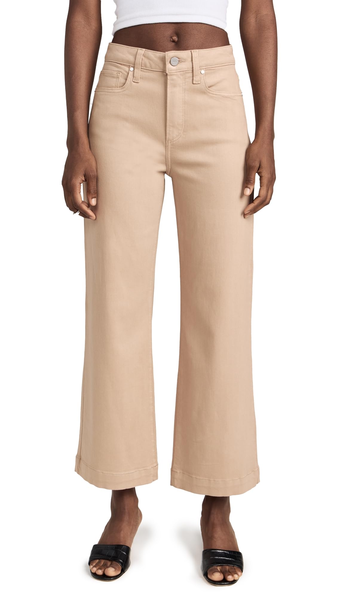 PAIGE Women’s Anessa French Latte Luxe Coating Jeans, French Latte Luxe Coating, Tan, 31