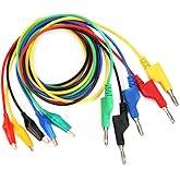 P1044 5Pcs Banana Test, 4mm 1m Stackable Wire Cable Banana Plug Clip Test Leads Cable Testing Leads for Multimeter, Banana Te