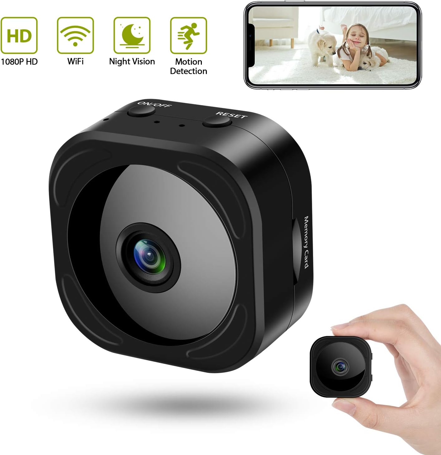 Hidden Camera Wireless 1080P WiFi Mini Camera with Motion Detection Night Vision as Nanny Baby Cam Security Video Recorder for Home Office Indoor with Remote Monitoring for iPhone/Android Phone/iPad