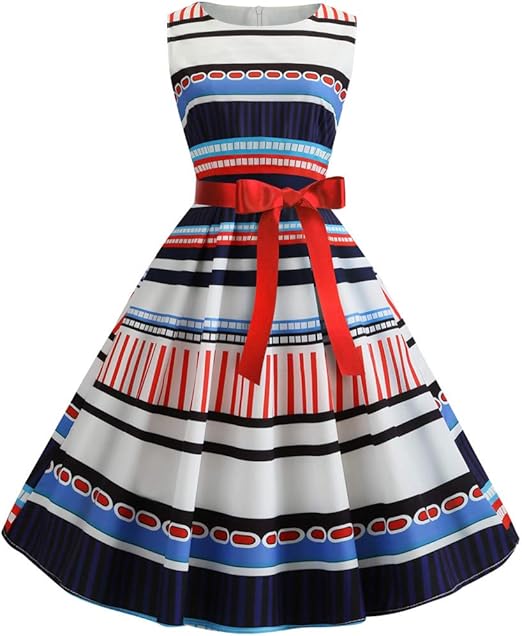 Knee Length Dresses For Women Stripe Print Casual Mini Beachwear