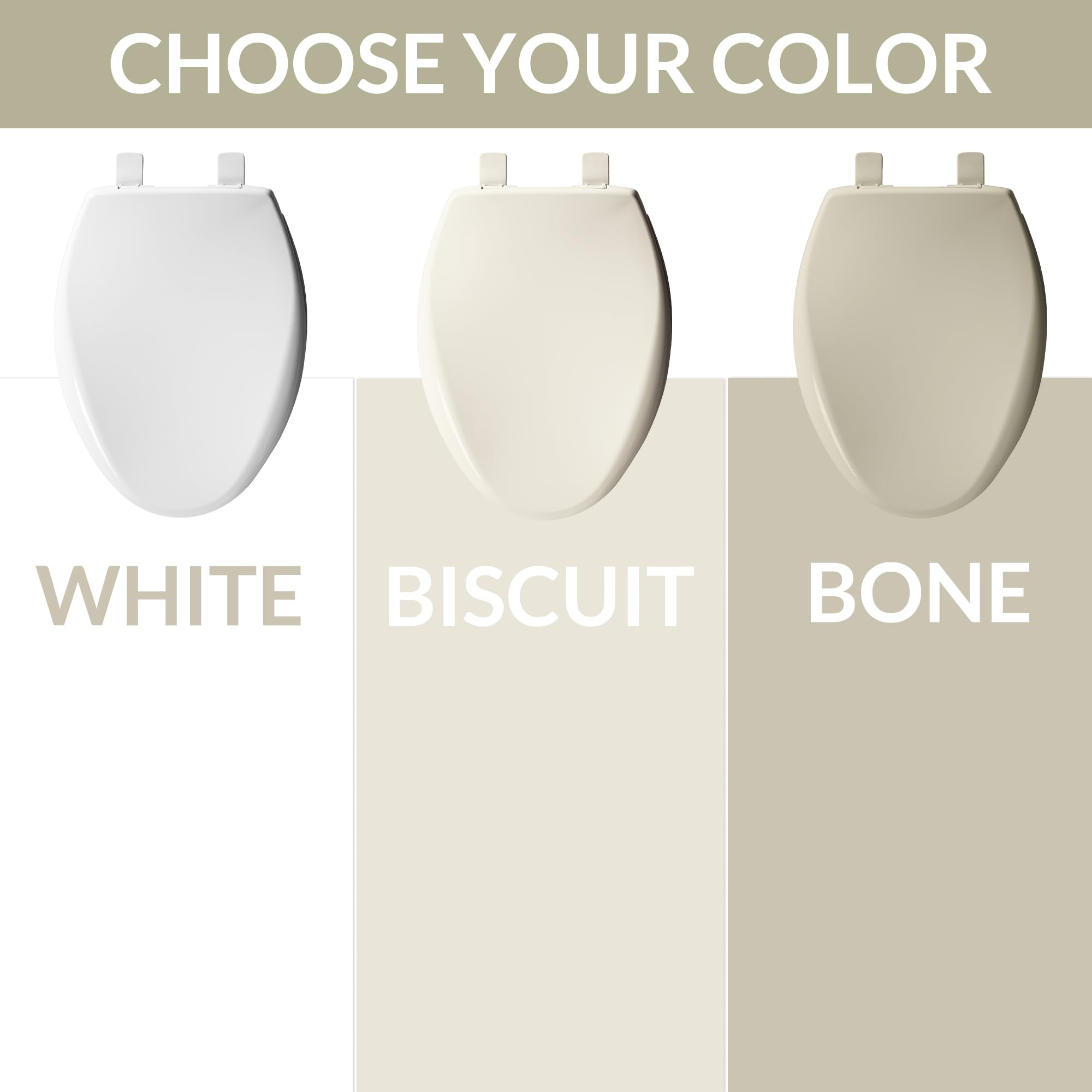 BEMIS 200E4 000 Affinity Toilet Seat will Slow Close, Never Loosen and Provide the Perfect Fit, ROUND, Plastic, White