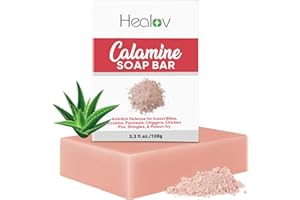 Herblov Calamine Soap Bar – Pure Natural Instant Itch Relief Wash – Calming Calamine Soap for Itchy Skin, Insect Bite, Eczema, Poison Ivy Rash, Chicken Pox – Pure Anti-Itch Defense Face and Body Wash